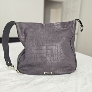 Coach Purple Leather Hobo Bag with Silver Hardware and Purple Lining